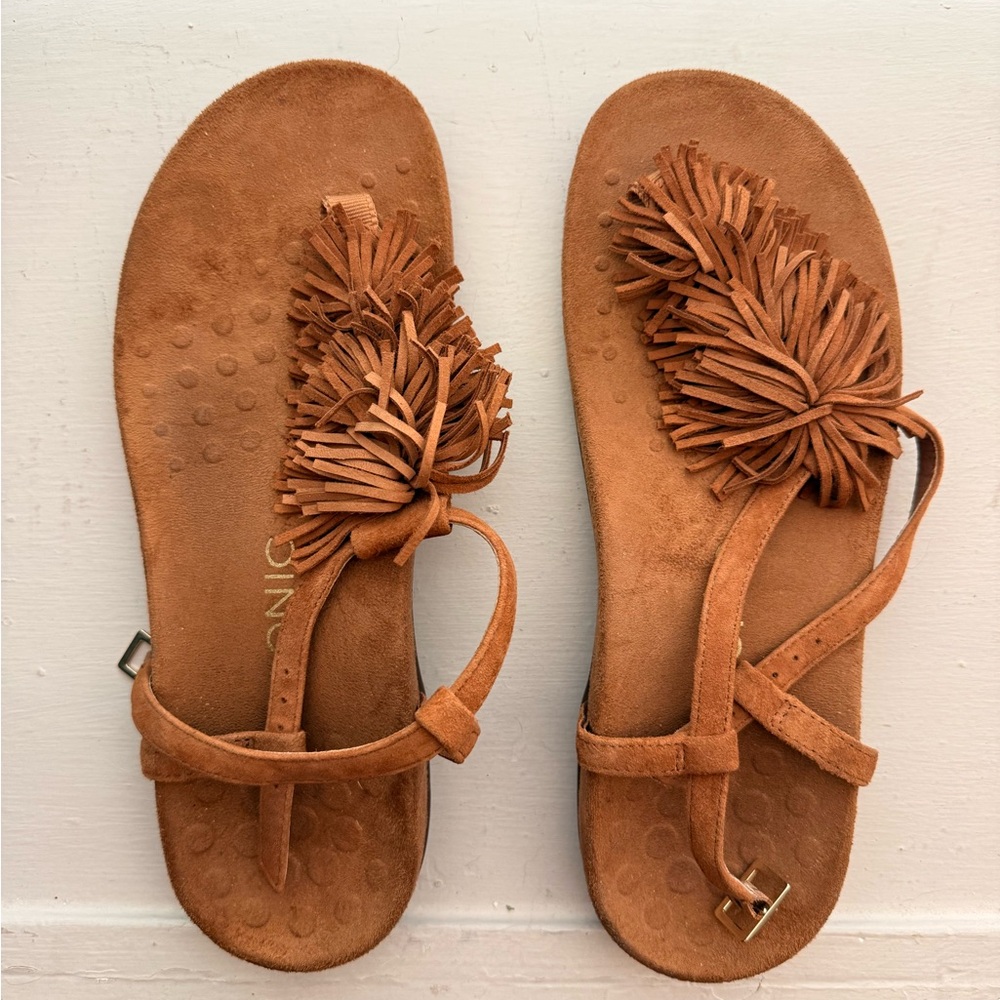 Vionics Brown Fringe Sandals